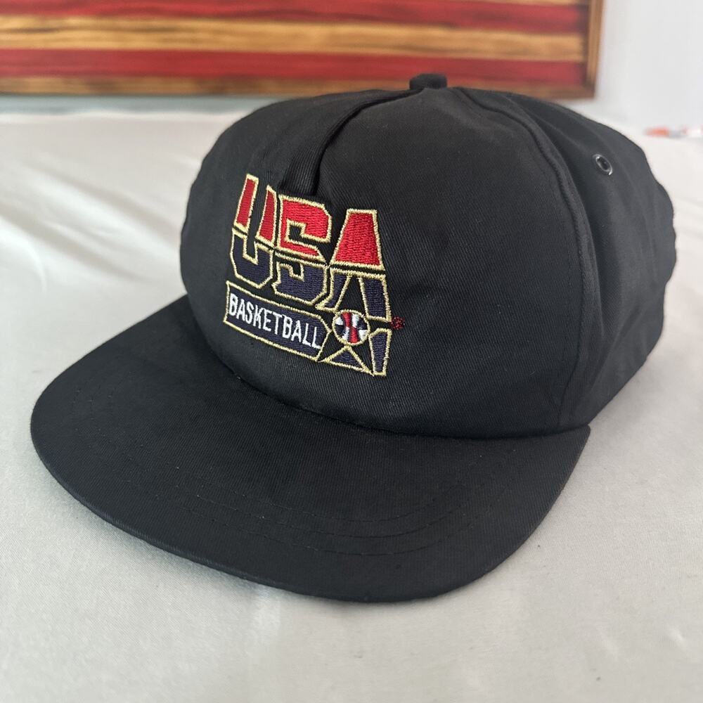 Vintage USA Basketball Dream Team 1992 Hat Cap Black Red Snapback Mcdonalds NBA